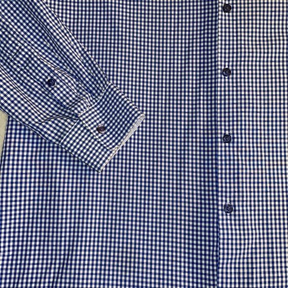 Van Heusen Studio Checked Slim-Fit Button-Down Shirt- 17/17.5 34/35 - Picture 3 of 5